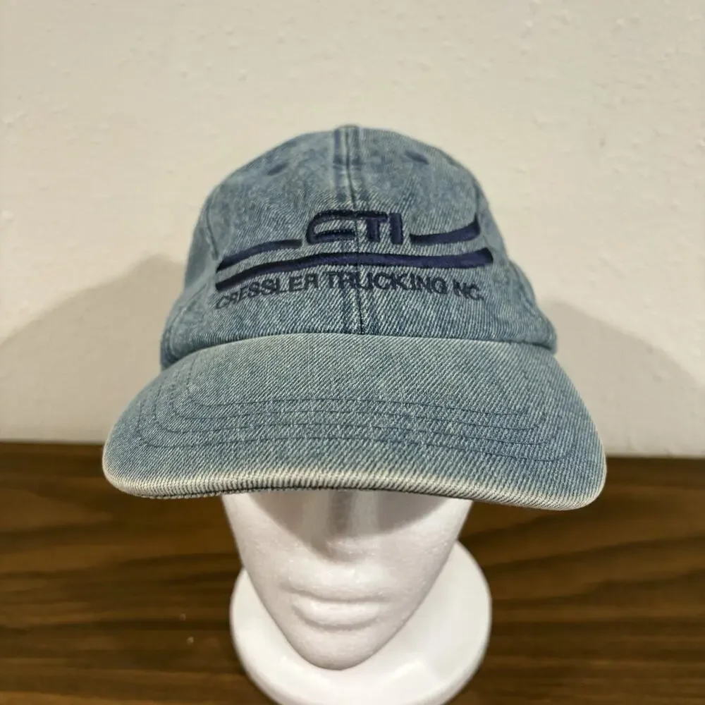 Vintage Cressler Trucking Inc Hat Cap America Strapback Denim Trucker USA Adjust